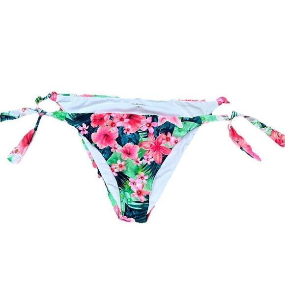 CALZEDONIA ITALIAN SIDE TIE BIKINI BOTTOM JUNGLE CORALLO TROPICAL FLORAL XS/S - Picture 2 of 7